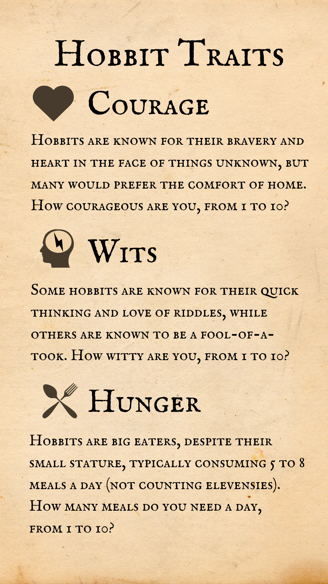 Hobbit Character Sheet