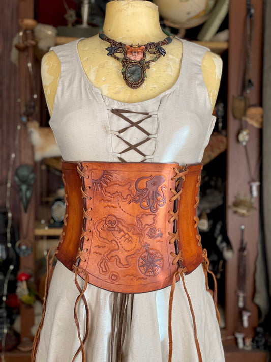 Pirate Treasure Map Corset size 27in/68cm waist