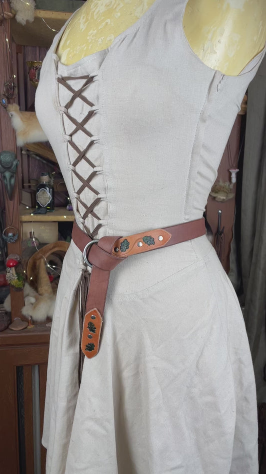 Hobbit Ring Belt Brown avec feuilles vertes taille 25in / 64cm taille